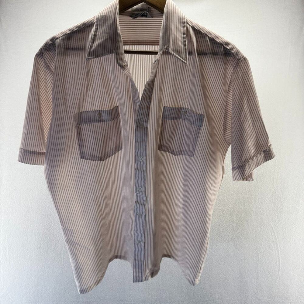 Vintage idletime Shirt men's Large White Red Striped Thin Rockabilly 70s 80s